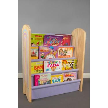 Imagem de Estante Livro Infantil Montessori Arco Íris - Emi Móveis, Lilás