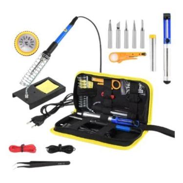 Imagem de Kit Ferro Solda Tubete Estanho C/ Resina Sugador Solda 110v - Bisutime