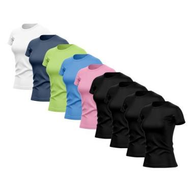 Imagem de Kit 9 Camisas Feminina Manga Curta Dry Fit Proteção Uv - Brás e Cia, G