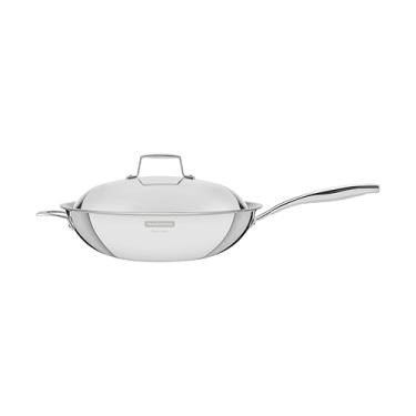 Imagem de Wok Tramontina Grano em Aço Inox Corpo Triplo com Tampa e Cabo 32 cm 5,2 L