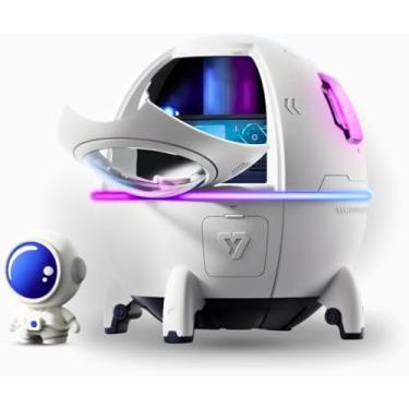 Imagem de Umidificador Intergaláctico de Ambiente Portátil Astronauta Capsula Nave Espacial Difusor de Aromas 220ml Óleos Essenciais Atmosfera Relaxante Com Led Elétrico (Branco)