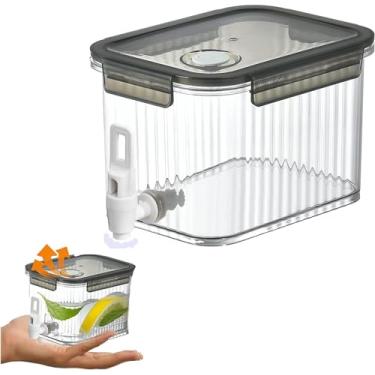 Imagem de BEAULOOK Pequeno Dispensador De Bebidas Com Torneiras, Jarra Plástico 84 Oz Para Geladeira, Recipiente 0,66 1/2 Galão E 2,5 L Chá Gelado, Leite Limonada, Meio Geladeira (Cinza)