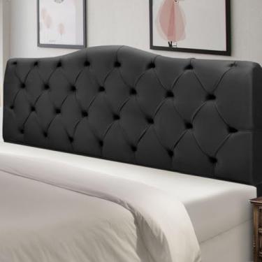 Imagem de Cabeceira de Cama Box Madeira Estofada King Size Veneza (Preto)