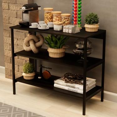 Imagem de Aparador Moderno com 3 Prateleiras, Estrutura em Metal Preto, Estilo Industrial, para Sala de Estar e Corredor (Preto)
