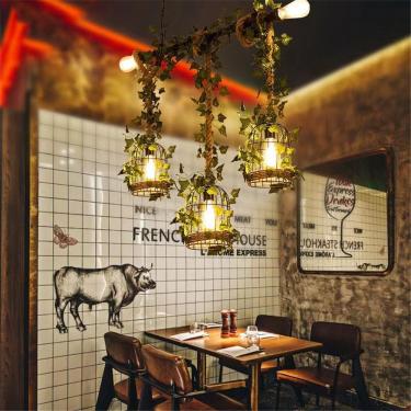 Imagem de Restaurante Country Americano Pingente Luz Retrô Criatividade Música Restaurante Caixa Balcão Bar Cafeteria Chá De Leite Loja De Roupas Planta Pingente Luz Lustre, B 3 Lights