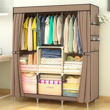 Imagem de Armário De Armazenamento Simples Moderno E Simples à Prova De Poeira Do Guarda-roupa Da Tubulação De Aço Do Guarda-roupa Do Conjunto Fácil, D, 106 * 45 * 158cm