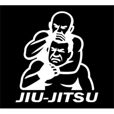 Imagem de Adesivo "Lutador Jiu - Jitsu" Arte Suave, BJJ, UFC, MMA, Tatame, Golpe M. Leao (BRANCO, 20x22 cm)