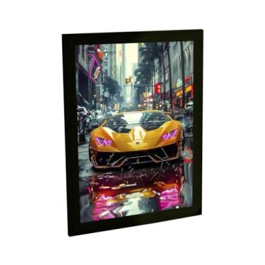Imagem de Quadro Decorativo Carro Esportivo Amarelo Ilustração Decoração Poster Quarto Sala