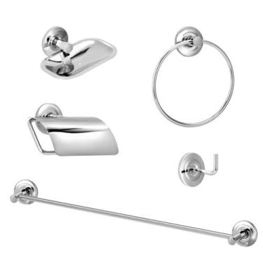 Imagem de Kit Acessórios De Banheiro 5 Peças Metal e Inox Standard - TFC