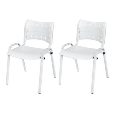 Imagem de Kit 2 Cadeiras Iso Base Branco, Escola, Escritório, Igreja- Branco