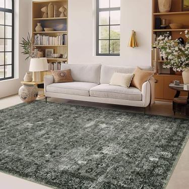 Imagem de GarveeHome Tapetes laváveis de 22 x 30 cm para sala de estar, quarto grande, embaixo da cama, lã sintética, macio, antiderrapante, floral, boêmio, vintage, extra grande, para sala de jantar