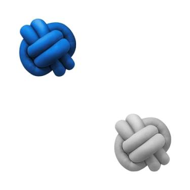 Imagem de Almofadas De Nó 28cm x 28cm Lindas Decorativas Sala Sofá Cama Cores (AZUL BIC E CINZA)