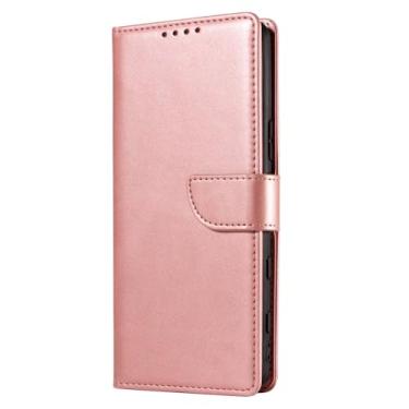 Imagem de LYJSMGZ Capa carteira para Sony Xperia 1 VII, capa de telefone com fecho magnético de couro liso flip suporte para cartão proteção contra choque capa interna, rosa, Xperia 1 VII