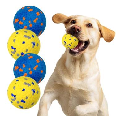 Imagem de Vannon Pacote com 4 bolas de tênis interativas para cães indestrutíveis brinquedos para mastigar mastigadores agressivos para cães mastigadores agressivos, bolas de buscar para cães pequenos e médios