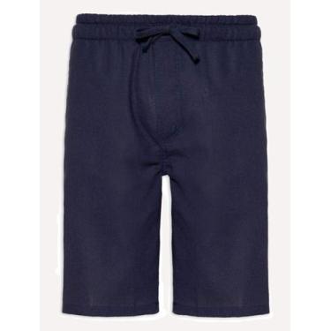 Imagem de Bermuda Sergio K Masculina Elastico Linho Casual Azul Marinho, 44