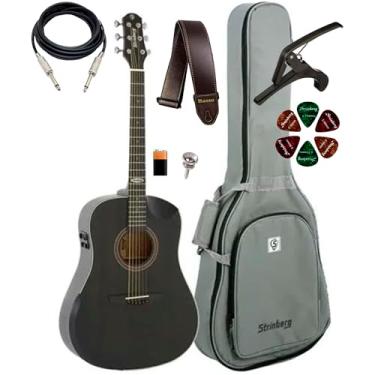Imagem de Kit Violão Strinberg Elétrico Sd301hcr Half Cutaway Completo