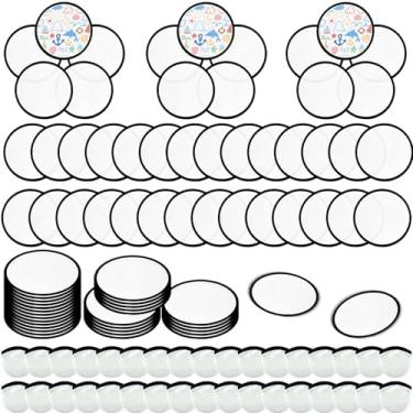 Imagem de V-chen Conjunto de ventiladores de disco voador dobrável de 50 peças com bolsas, tecido egde preto de 24 cm, disco voador de praia para presentes de casamento, lembrancinhas, atividades ao ar livre