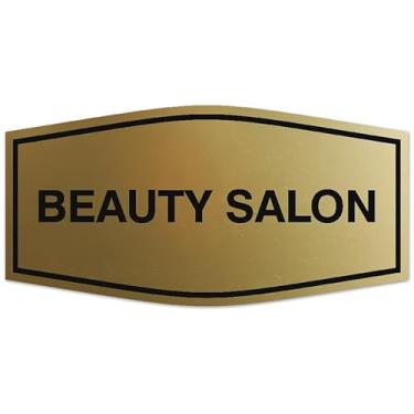 Imagem de Signs ByLITA Placa de salão de beleza extravagante - Letras gravadas a laser | Plástico ABS durável | Cores vibrantes | Placa de fita de espuma poderosa (ouro escovado) - Médio