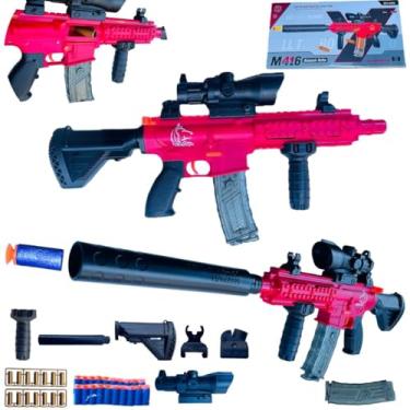 Imagem de Fuzil Arma De Brinquedo Com Dardos Ventosa E Capsulas Rifle (VERMELHO)