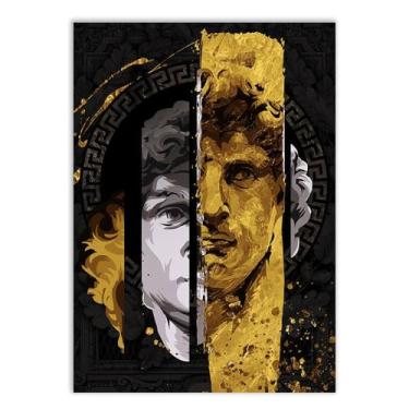 Imagem de Placa Decorativa David Michelangelo Ilustração Dourada Decoração Poster Quarto Sala