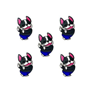Imagem de Bru_289 Conjunto de 5 peças Mini Bulldog Francês Filhote de Cachorro Remendos Bonito Logotipo de Desenho Animado 4 Patches Costurar Ferro em Aplique Bordado Emblema Sinal Remendo Roupas DIY Fantasia