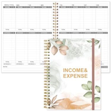 Imagem de Heveboik Income & Expense Log Book - A4 Income and Expense Ledger Book for Small Business, Accounting Bookkeeping Tracking Ledger Log Book for Woman and Man, 8" x 10.5", Rose Leaf