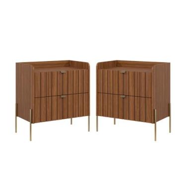 Imagem de Kit 2 Mesinha De Cabeceira Moderna Lateral Cama Quarto Casal Moriah 60