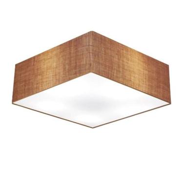 Imagem de Plafon Quadrado Md-3052 Cúpula em Tecido 15/60x60cm Palha - Bivolt