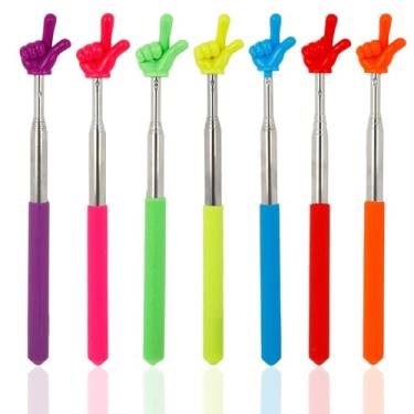 Imagem de Pravics 7 peças de ponteiro telescópico para professores, bastão extensível para sala de aula, apresentação, quadro-negro, ponteiro de metal retrátil para professores e apresentadores (várias cores)