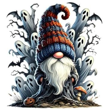 Imagem de ARPADAMO Kits de arte de diamante para adultos, pintura de diamante de Halloween 5D DIY Gnomo Diamond Art Kits de pintura de diamante para adultos, diamantes redondos completos, kits de arte de