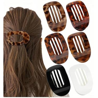 Imagem de 4/5/6/8 peças de grampos de cabelo planos redondos para mulheres - presilhas ovais de bico de pato de fixação forte, clipes antiderrapantes para cabelo grosso/fino | Acessórios de cabelo versáteis