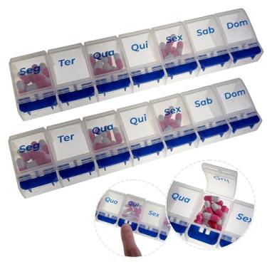 Imagem de Porta Comprimidos Diário Semanal Fácil Abrir Remédio Medicamento Planejador Suplementos Nicho Grande (2)
