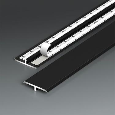 Imagem de Guarnição Da Porta T Moldagem Tira Divisora De Piso 90cm * 2 Pcs Acabamento Laminado Da Borda E Barra De Limiar Tapete Perfeito Para Faixa De Limiar De Azulejo Par, Black, Width: 22mm