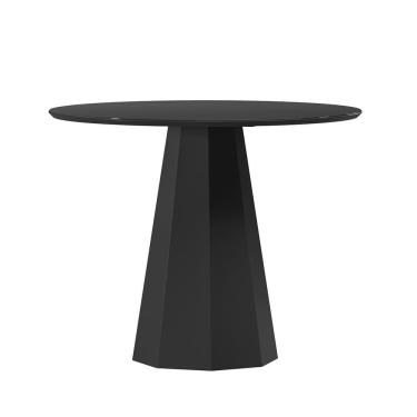 Imagem de Mesa Redonda 4 lugares Com Vidro de 100cm  Sem Cadeiras Chelle Preto - Preto - ÉdeCasaMóveis