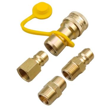 Imagem de Tavaski Kit De Conexões Rápidas Gás Natural Lp 1/2" Para Sistema Aquecimento E Lareira Conversão Grelha, Latão Maciço Conjunto Plugues Desconexão, Rosca Npt Macho X Fêmea
