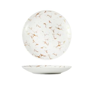 Imagem de Prato de lanche de cerâmica redondo criativo para casa prato de bolo - padrão de mármore