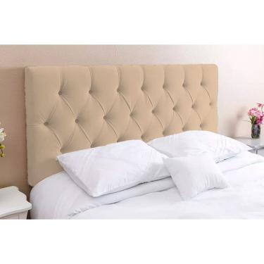 Imagem de Cabeceira Solteirão 110 - Bello Box - Estilo Capitonê Suede Bege Sem Strass