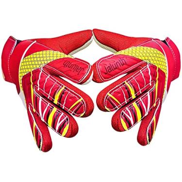 Imagem de Luvas de futebol Goleiro Goleiro – Luvas de proteção de objetivos de futebol para crianças e jovens com palma de látex antiderrapante em relevo e poliuretano macio, Vermelho, 6