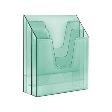 Imagem de Organizador A4 Acrílico Vertical Para Folha Sulfite, Papéis, Documentos e Escritórios(Verde Clear)