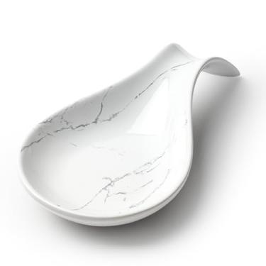 Imagem de ANTIS'S HOME Descanso de Colher para Fogão, Suporte de Colher de Cerâmica, Descanso de Colher para Balcão de Cozinha, Descanso de Colher de Café em Mármore Branco, Descanso de Utensílio de Cozinha Res