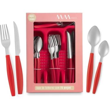 Imagem de Conjunto de Talheres em Aço Inox, 25 Peças, com Organizador para Garfos, Colheres e Facas