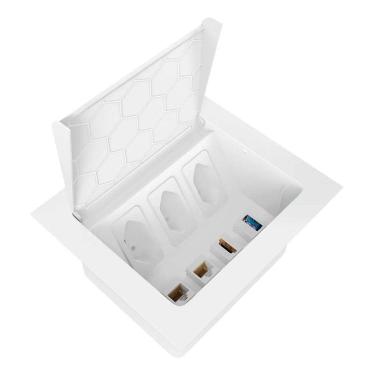 Imagem de Caixa de Embutir 3 Tomadas 20a 2 Rj45 1 USB 1 HDMI - Branca