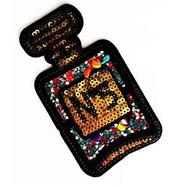 Imagem de Frasco de perfume de 6 x 10 cm Nº 5 para mulheres sexy Lady Sequins Diamond Jewelry Cartoon Bordado Ferro On/Costurado em Patch Logo para Bolsa de Roupas Camiseta Jeans Biker Badge Applique (Fantasy