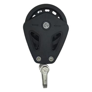 Imagem de MotiveTech Polia marinha, cabo de aço inoxidável multifuncional, roda giratória de nylon para acessórios de vela, Preto