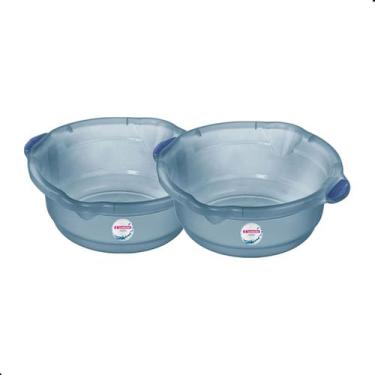 Imagem de Kit 2 Bacia Plastica Para Limpeza e Uso Geral Hydrus Azul 5L Sanremo