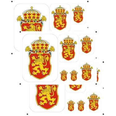 Imagem de vmcoatdu Emblema nacional da Bulgária com impressão a laser brasão búlgaro adesivo 3 peças em vários tamanhos adesivos (vermelho Bulgária A)