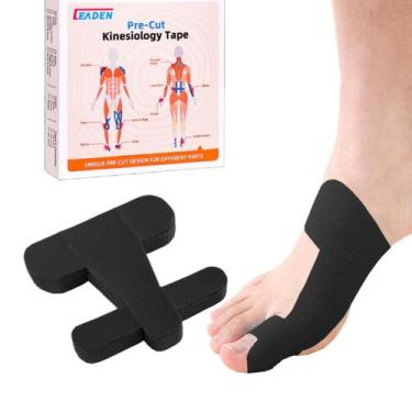 Imagem de Fita cinesiológica IEADEN pré-cortada para joanete, 40 unidades, preta