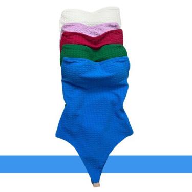 Imagem de Body Feminino sem alça Sem Alça Com Fecho Com Bojo Tecido Grosso 3D Bu