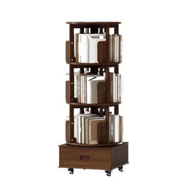 Imagem de Estante giratória de armazenamento de estante de livros para uso doméstico, estante móvel de 360 graus, estante de madeira maciça