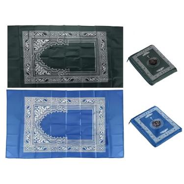 Imagem de Hitopin 2 peças de tapete de oração de viagem, tapete de oração portátil de 60 cm x 100 cm, tapete de oração à prova d'água, tapete de oração de viagem muçulmano, para presentes do Ramadã, oração